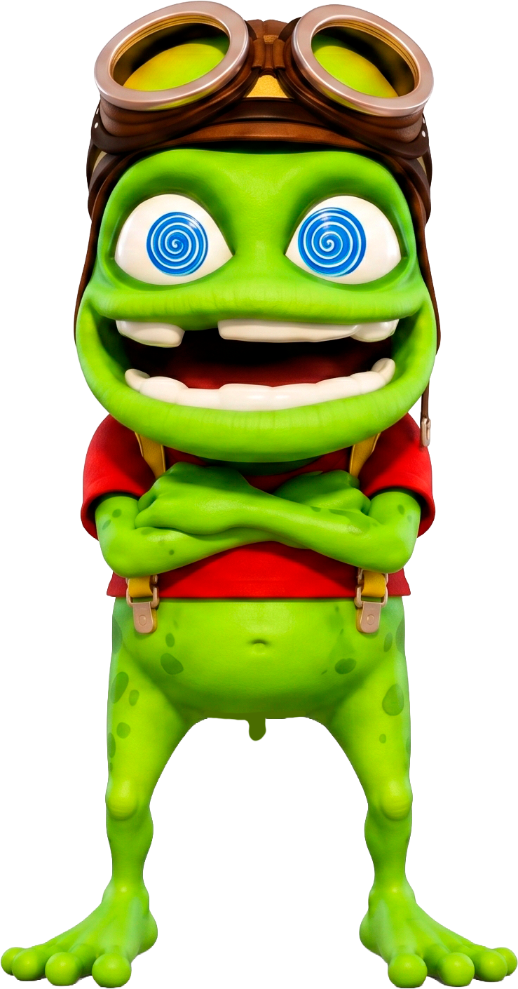 Crazy Toad character with pilot goggles and hypnotic eyes